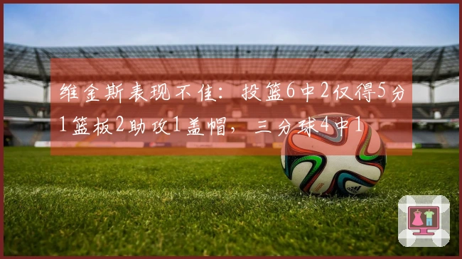 维金斯表现不佳：投篮6中2仅得5分1篮板2助攻1盖帽，三分球4中1